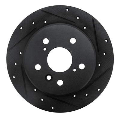R1 92-03 Lexus ES300 Rear Right Drilled & Slotted Black Brake Rotor