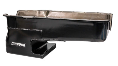 Moroso Pre-80 Chevrolet Small Block (w/Driver Side Dipstick) Wet Sump 6qt 9in Steel Oil Pan - Black