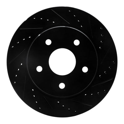 R1 02-24 Chrysler ASPEN Front Right Drilled & Slotted Black Brake Rotor