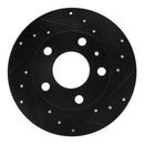 R1 02-06 Audi A4 Quattro Rear Right Drilled & Slotted Black Brake Rotor