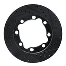 R1 92-00 Chevrolet K3500 Front Right Drilled & Slotted Black Brake Rotor