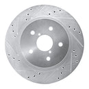 R1 2015-2025 Subaru Outback Rear Left Drilled & Slotted Silver Brake Rotor