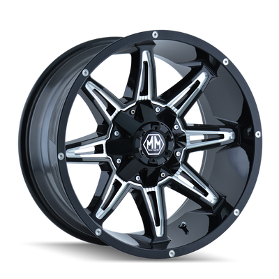 Mayhem 8090 Rampage 18x9 / 8x165.1 BP / -12mm Offset / 130.8mm Hub Gloss Black Milled Wheel