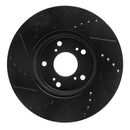 R1 13-25 Honda Civic Hatchback Front Right Drilled & Slotted Black Brake Rotor