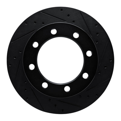 R1 80-93 Dodge W200 Front Right Drilled & Slotted Black Brake Rotor