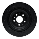 R1 2017-2025 Tesla Model 3 Rear Left Drilled & Slotted Black Brake Rotor