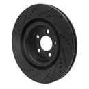 R1 05-23 Chrysler 300 Front Left Drilled & Slotted Black Brake Rotor