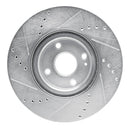 R1 2016-2025 Fiat 124 Spider Front Right Drilled & Slotted Silver Brake Rotor