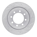 R1 00-02 Dodge Ram 3500 Rear Left Drilled & Slotted Silver Brake Rotor