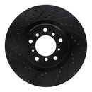 R1 01-06 BMW M3 Right Front Drilled & Slotted Black Brake Rotor