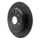 R1 07-17 Acura ZDX Rear Left Drilled & Slotted Black Brake Rotor
