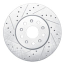 R1 14-20 Cadillac CT6 Front Left Drilled & Slotted Silver Brake Rotor