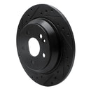 R1 16-23 Mercedes-Benz Metris Rear Left Drilled & Slotted Black Brake Rotor