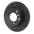 R1 95-98 BMW 318TI Front Right Drilled & Slotted Black Brake Rotor