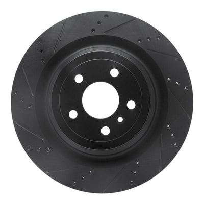 R1 13-19 Mercedes-Benz GL350 Rear Left Drilled & Slotted Black Brake Rotor