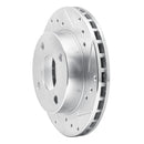 R1 81-94 Ford EXP Front Right Drilled & Slotted Silver Brake Rotor
