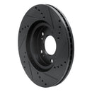 R1 04-12 Mitsubishi Galant Front Left Drilled & Slotted Black Brake Rotor