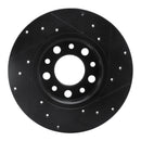 R1 15-25 Alfa Romeo Tonale Rear Left Drilled & Slotted Black Brake Rotor