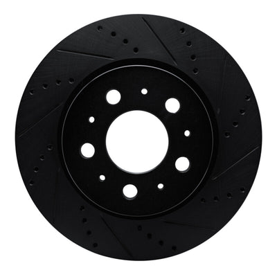 R1 17-25 Tesla Model 3 Front Right Drilled & Slotted Black Brake Rotor