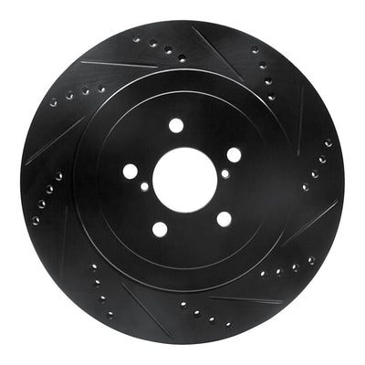 R1 03-04 Subaru Impreza Rear Right Drilled & Slotted Black Brake Rotor
