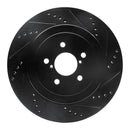 R1 03-04 Subaru Impreza Rear Right Drilled & Slotted Black Brake Rotor