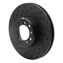R1 85-91 Mercedes-Benz 300SE Front Left Drilled & Slotted Black Brake Rotor