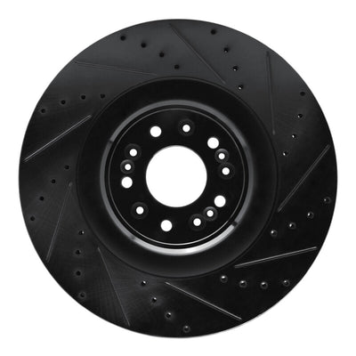 R1 17-22 Genesis G90 Front Right Drilled & Slotted Black Brake Rotor