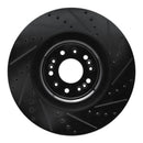 R1 17-22 Genesis G90 Front Right Drilled & Slotted Black Brake Rotor