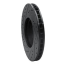 R1 03-05 Jaguar Vanden Plas Front Right Drilled & Slotted Black Brake Rotor
