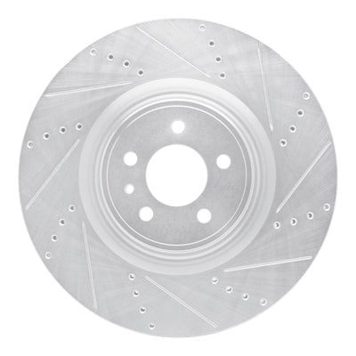 R1 13-14 Ford Mustang Front Right Drilled & Slotted Silver Brake Rotor