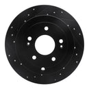 R1 07-09 Hyundai Santa Fe Rear Left Drilled & Slotted Black Brake Rotor