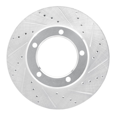 R1 98-07 Lexus LX470 Front Right Drilled & Slotted Silver Brake Rotor