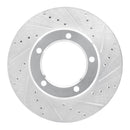 R1 98-07 Lexus LX470 Front Right Drilled & Slotted Silver Brake Rotor