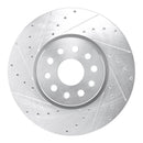 R1 21-25 Dodge Charger Daytona Front Left Drilled & Slotted Silver Brake Rotor