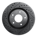 R1 05-22 Mitsubishi Outlander PHEV Front Left Drilled & Slotted Black Brake Rotor