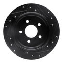 R1 96-02 Ford Crown Victoria Rear Left Drilled & Slotted Black Brake Rotor