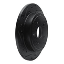 R1 88-95 Chrysler New Yorker Rear Left Drilled & Slotted Black Brake Rotor