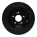 R1 11-17 Hyundai Equus Rear Left Drilled & Slotted Black Brake Rotor