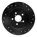 R1 90-08 Saab 9-2X Rear Left Drilled & Slotted Black Brake Rotor