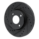 R1 17-25 Nissan Kicks Front Left Drilled & Slotted Black Brake Rotor