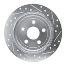 R1 07-18 Jeep Wrangler Rear Left Drilled & Slotted Silver Brake Rotor