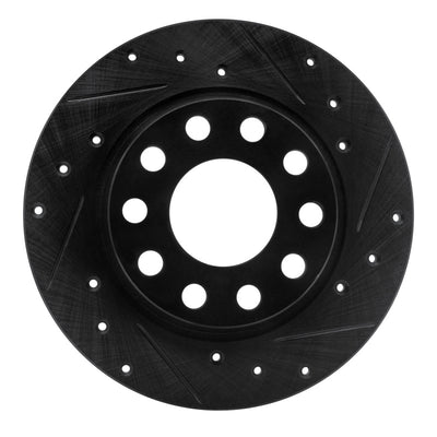 R1 01-03 Volkswagen EuroVan Front Right Drilled & Slotted Black Brake Rotor