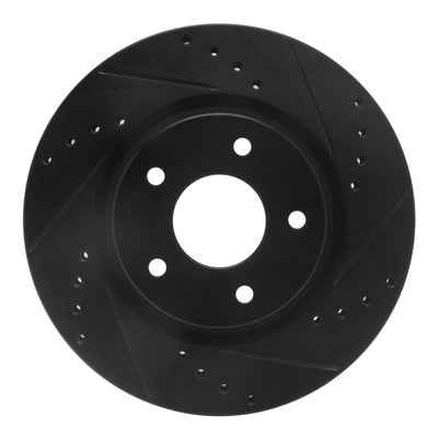 R1 14-23 Nissan Rogue Front Right Drilled & Slotted Black Brake Rotor