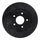 R1 14-23 Nissan Rogue Front & Rear Drilled & Slotted Black Brake Rotor Set