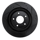 R1 17-25 Nissan X-Trail (Mexico) Rear Left Drilled & Slotted Black Brake Rotor