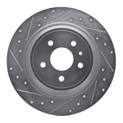 R1 13-20 Ford Fusion Rear Left Drilled & Slotted Silver Brake Rotor