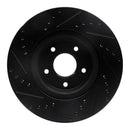 R1 2013-2025 Infiniti Q60 Front Right Drilled & Slotted Black Brake Rotor