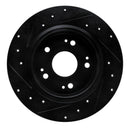 R1 16-16 Honda CR-Z Rear Right Drilled & Slotted Black Brake Rotor