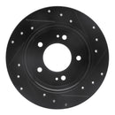 R1 11-25 Hyundai Kona Rear Drilled & Slotted Black Brake Rotor Set