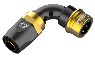 GReddy PRO/SPEC - 90 Degree AN16 Quick-Release Swivel Hose End(s) - Black / Gold anodized